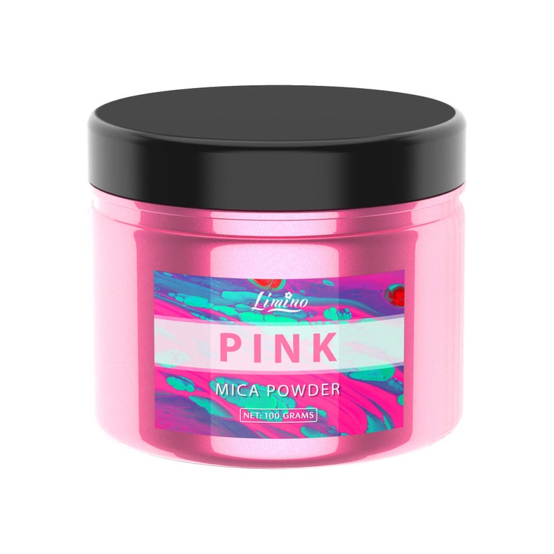 Limino Mica Powder Pure - 3.5oz Pearl Epoxy Resin Color Pigment - Cosmetic Grade Coloring Pigment - Natural Soap Dye for Soap Making Supplies Kit, Bath Bomb Colorant, Paint, Nail Art (Pink) - Image 1